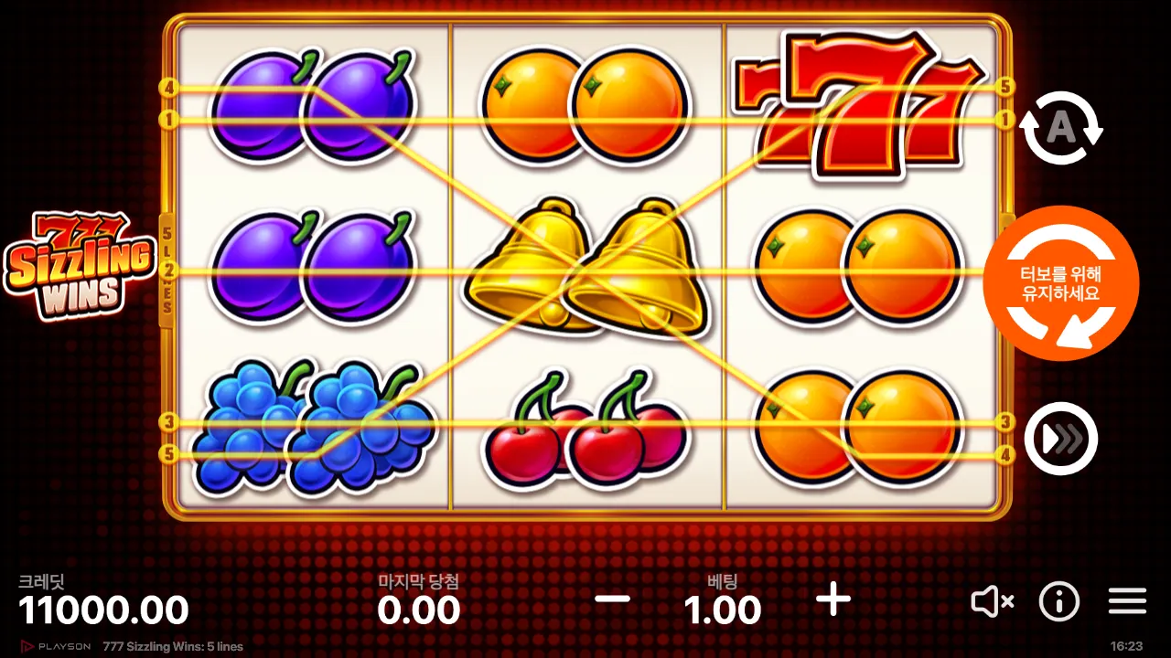 777 Sizzling Wins: 5 lines